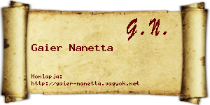 Gaier Nanetta névjegykártya